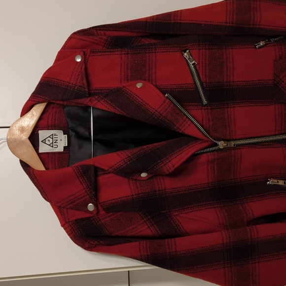 UNIF Boyfriend Plaid Moto Jacket Women's M - Picture 2 of 9